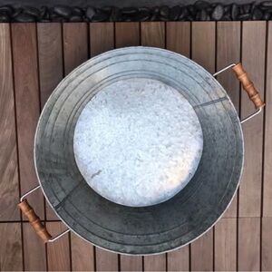 Galvanized Metal Bucket with Wooden Handles